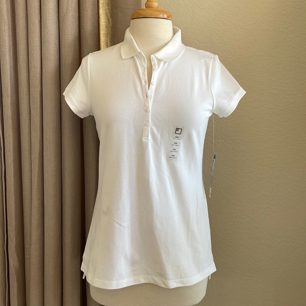 White Short Sleeved Polo Style Shirt